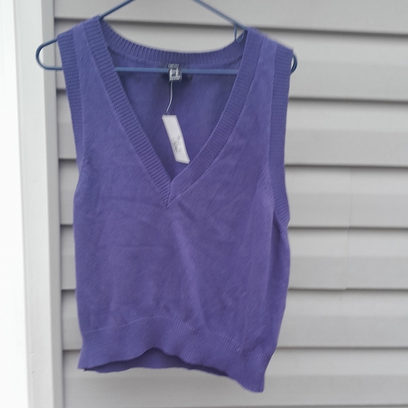 Forever 21 Purple( Blue) V-Neck Sleeveless Sweater Womens Size1X 19ptpM - Picture 1 of 5